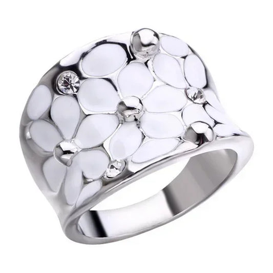 Elegant Temperament Wedding Jewellery Fashion Flower Oil Dripping Ring for Women