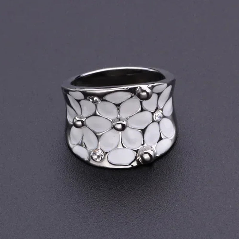 Elegant Temperament Wedding Jewellery Fashion Flower Oil Dripping Ring for Women