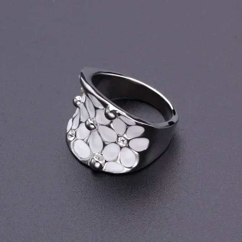 Elegant Temperament Wedding Jewellery Fashion Flower Oil Dripping Ring for Women